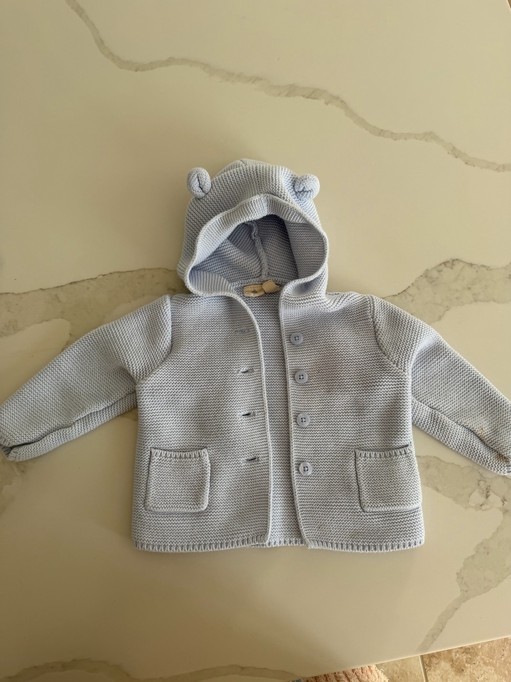 GAP Light Blue Knit Hooded Baby Jacket with Ears